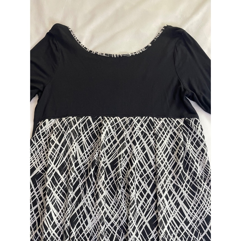 Wados Womens Black Mixed Media Geometric Print Tunic Top 3/4 Sleeve Small - Picture 7 of 9